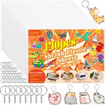 Kit de folhas de plástico retráteis Gushu com 20 papéis retráteis 120 chaveiros