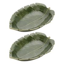 Kit De Folhas Decorativas Em Cerâmica Leaf Bananeira 16cm Com 2 Peças