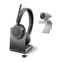 Kit de fone de ouvido Webcam + Plantronics Poly Studio P5 e Voyager 4220