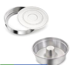 Kit de Forma de bolo Redondas, Forma de Fundo Removível falso e Forma de Pudim em Alumínio, 2 pçs