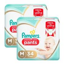 Kit de Fralda Infantil Pampers Premium Care Pants Tamanho M 68 Unidades
