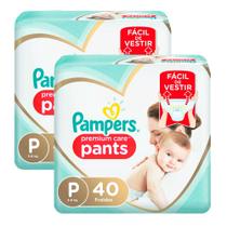 Kit de Fralda Infantil Pampers Premium Care Pants Tamanho P 80 Unidades