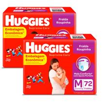 Kit de Fraldas Roupinha Huggies Supreme Care Tamanho M Pacote Hiper 144 Unidades