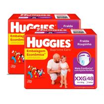 Kit de Fraldas Roupinha Huggies Supreme Care Tamanho XXG Pacote Hiper 96 Unidades