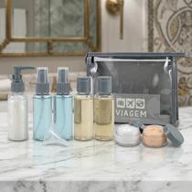Kit de Frascos com necessaire p/ Viagem 10 Peças Jacki Design
