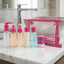 Kit de Frascos com necessaire p/ Viagem 10 Peças Jacki Design