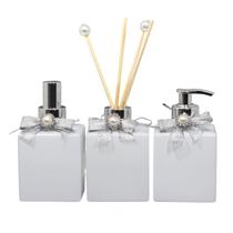 Kit de Frascos de Vidro Decorados para Banheiro e Lavabo Kit de Frascos de Vidro Decorados para Banheiro e Lavabo