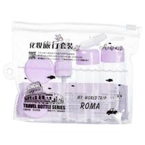 Kit de Frascos Lilás com Necessaire para Viagem de 7 Peças