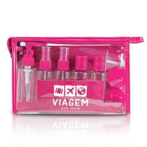 Kit de frascos organizadores viagem rosa pink