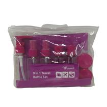 Kit de Frascos para Viagem 9 Peças Porta Shampoo Creme