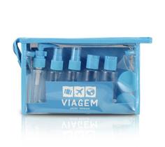 Kit de Frascos Para Viagem Com Necessaire Azul Celeste Kit de Frascos Para Viagem Com Necessaire Azul Celeste