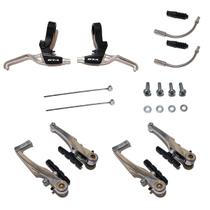 Kit de Freios V- Brake Alumínio Tipo Pivô Completo Com Maçaneta Sapata e Cabos de Aço Para Bicicleta