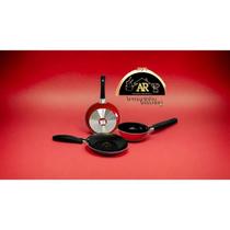 kit de frigideira 3 pecas Vermelho antiaderente Teflon