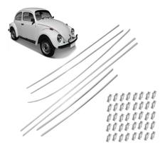 Kit de Frisos Estreito de Alumínio para Lateral e Capô Fusca com 40 Grampos 1300 L 1500 1600 Kit de Frisos Estreito de Alumínio para Lateral e Capô Fusca com 40 Grampos 1300 L 1500 1600