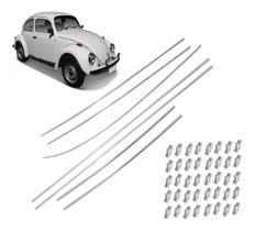 Kit de Frisos Estreito de Alumínio para Lateral e Capô Fusca com 40 Grampos 1300 L 1500 1600 Kit de Frisos Estreito de Alumínio para Lateral e Capô Fusca com 40 Grampos 1300 L 1500 1600