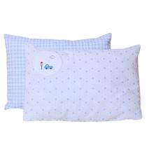 Kit De Fronha Bebê Bordadas Com 2 Un Azul 40 x 28Cm Papi