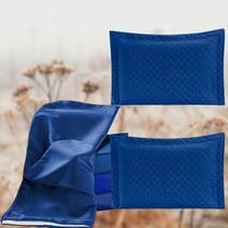 Kit De Fronha Travesseiro Corpo E Porta Travesseiro 3 Peças Azul