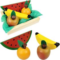 Kit de Frutas de Madeira Sem Corte - 4 Peças