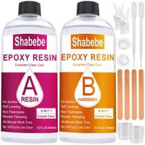 Kit de fundição de resina epóxi Shabebe 1,9 L Crystal Clear para bricolage
