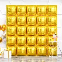 Kit de fundo de parede de balão NISOCY Gold Square Foil x25 Kit de fundo de parede de balão NISOCY Gold Square Foil x25