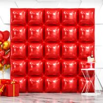 Kit de fundo de parede de balão NISOCY Red Square Foil x25 Kit de fundo de parede de balão NISOCY Red Square Foil x25