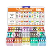 Kit De Fusíveis Automotivos Sortidos 180 Peças: 60 Mini Fusíveis De Lâmina, 60 Fusíveis Padrão, 60