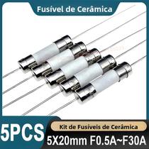 Kit De Fusíveis Cerâmicos Sortidos 5PCS 5*20mm De Ação Rápida 1A-30A 250V Para Proteção De Circuitos