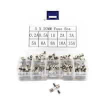 Kit De Fusíveis De Vidro De Ação Rápida Sortidos 100 Peças 02A-20A Fusíveis De Vidro De Ação Rápida