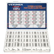 Kit de Fusíveis VEXUNGA 230 Peças 125 V de Ação Rápida em Vidro