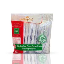 Kit de Garfo e Faca Reforçados 17,5cm Branco embalado individualmente Goldenplast com 50 unidades Kit de Garfo e Faca Reforçados 17,5cm Branco embalado individualmente Goldenplast com 50 unidades