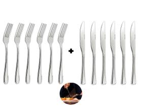 Kit de Garfos e Facas em Aço Inox c/ 12 Peças - HM