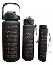 Kit de garrafa motivacional com 3 und - preta Kit de garrafa motivacional com 3 und - preta