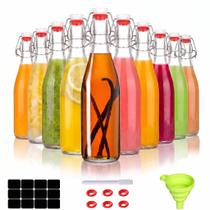 Kit de Garrafas de Vidro KITGLASCUP 355 ml 10 Unidades com Tampa Basculante Hermética