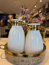 Kit de garrafas térmicas branco/dourado 700ml e 1L