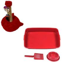Kit De Gato - 1 Kit Higiênico E 1 Arranhador Torre Vermelho.