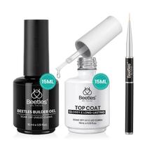 Kit de Gel Construtor Beetles 15 ml Top Coat Brilhante com Pincel