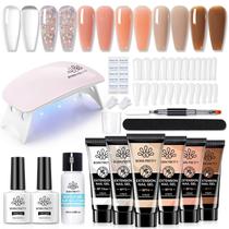 Kit de gel de unhas BORN PRETTY Extension - Kit de gel de 6 cores Nude Clear Jelly All-In-1 Set Builder Glue com base de lâmpada U V O conjunto de acabamento forma um conjunto de manicure francesa para iniciantes