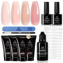 Kit de gel para extensão de unhas Beetles Poly com 4 cores de rosa nude