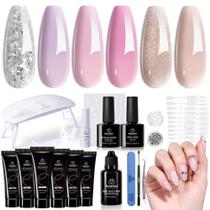 Kit de gel para extensão de unhas Beetles Poly com mini lâmpada de 6 cores