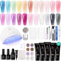 Kit de gel para extensão de unhas besouros de 22 cores com lâmpada U V e acessórios Kit de gel para extensão de unhas besouros de 22 cores com lâmpada U V e acessórios
