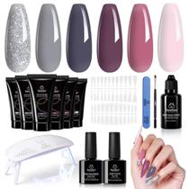 Kit de gel para extensão de unhas besouros Poly Nude Pink Purple Glitter