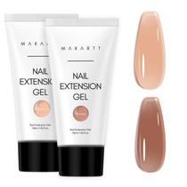 Kit de gel para unhas Poly Makartt com 2 x 50 ml de nude claro e amêndoa escura