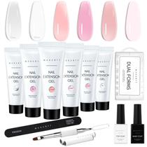 Kit de gel para unhas Poly Makartt com 6 cores, mais base e camada superior Kit de gel para unhas Poly Makartt com 6 cores, mais base e camada superior