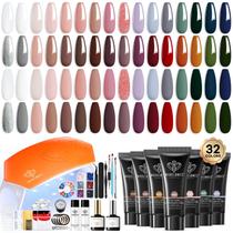 Kit de gel para unhas Poly Modelones, 133 unidades com 32 cores e lâmpada de 8 W Kit de gel para unhas Poly Modelones, 133 unidades com 32 cores e lâmpada de 8 W
