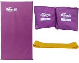 kit de ginástica com mini band leve tornozeleira de peso 2kg e colchonete academia