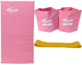 kit de ginástica com mini band leve tornozeleira de peso 2kg e colchonete academia kit de ginástica com mini band leve tornozeleira de peso 2kg e colchonete academia