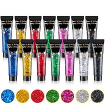 Kit de Glitter AROIC para Rosto 14 Peças Festa Mardi Gras Rave