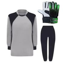 Kit de Goleiro Infantil Camisa + Calça Acolchoada + Luva (P a G)