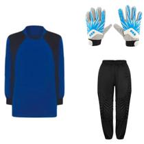 Kit de Goleiro Infantil Camisa + Calça Acolchoada + Luva