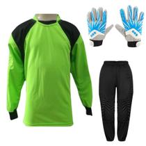 Kit de Goleiro Infantil Camisa + Calça Acolchoada + Luva